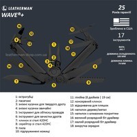 Набор Мультитул Leatherman Wave Plus Black нейлоновый чехол 832526+Удлинитель битодержателя + Комплект бит Bit Kit 2 половины